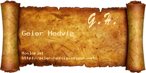 Geier Hedvig névjegykártya